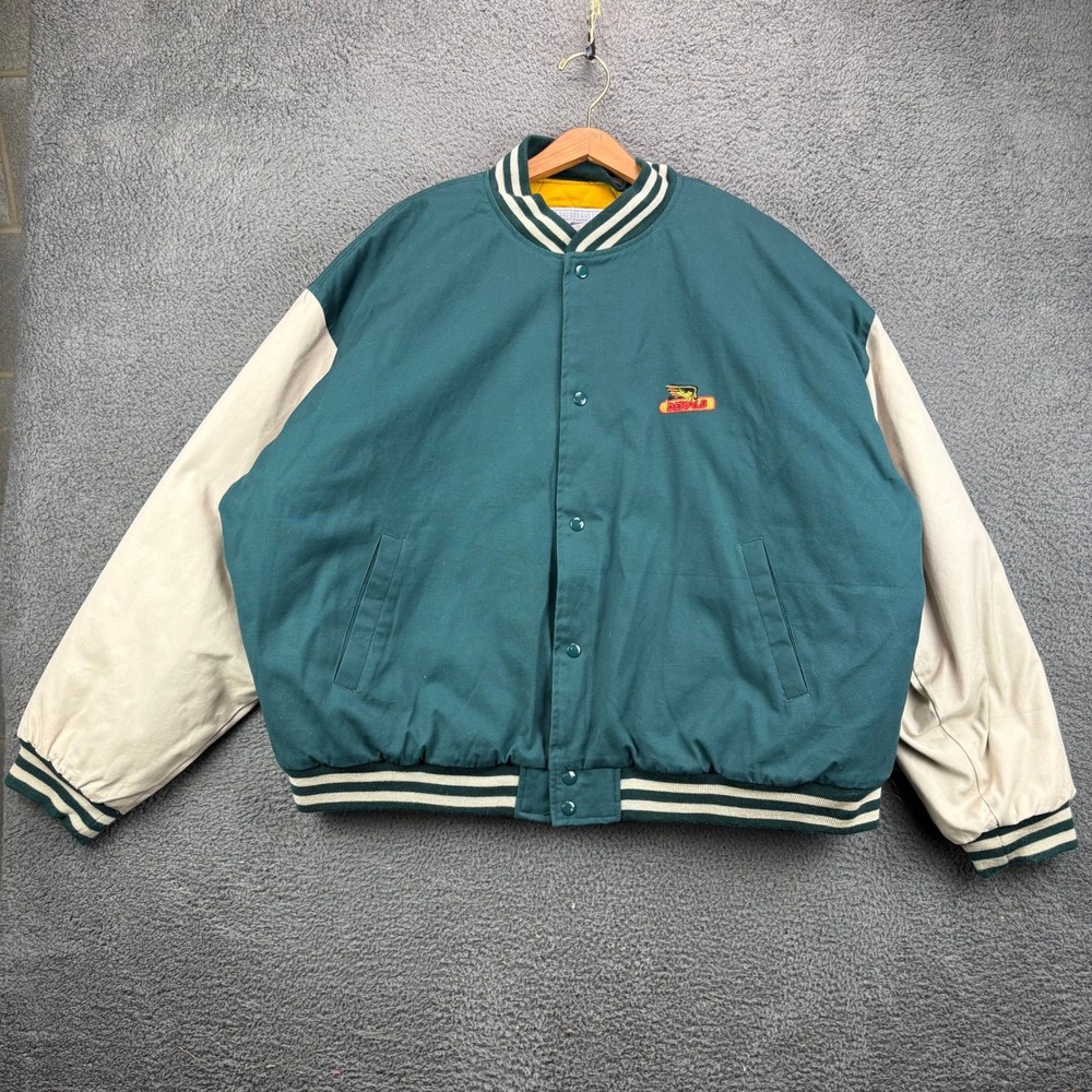 MV Sport DeKalb Varsity Jacket Mens 3XL Green Tan Quilted Bomber Agriculture